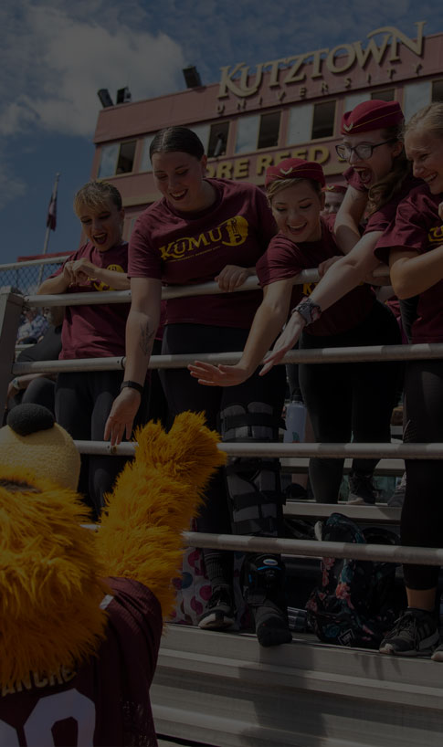 fans at Andre Reed Stadium greet Avalanche the Golden Bear