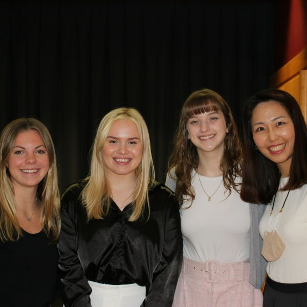 Rachel Dusman, Margaret Davis, Jaclyn Rodick and Dr. Euon Yeon Kang smiling in a group together