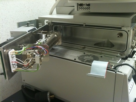 inside compartment of a quadrupole mass spectrometer