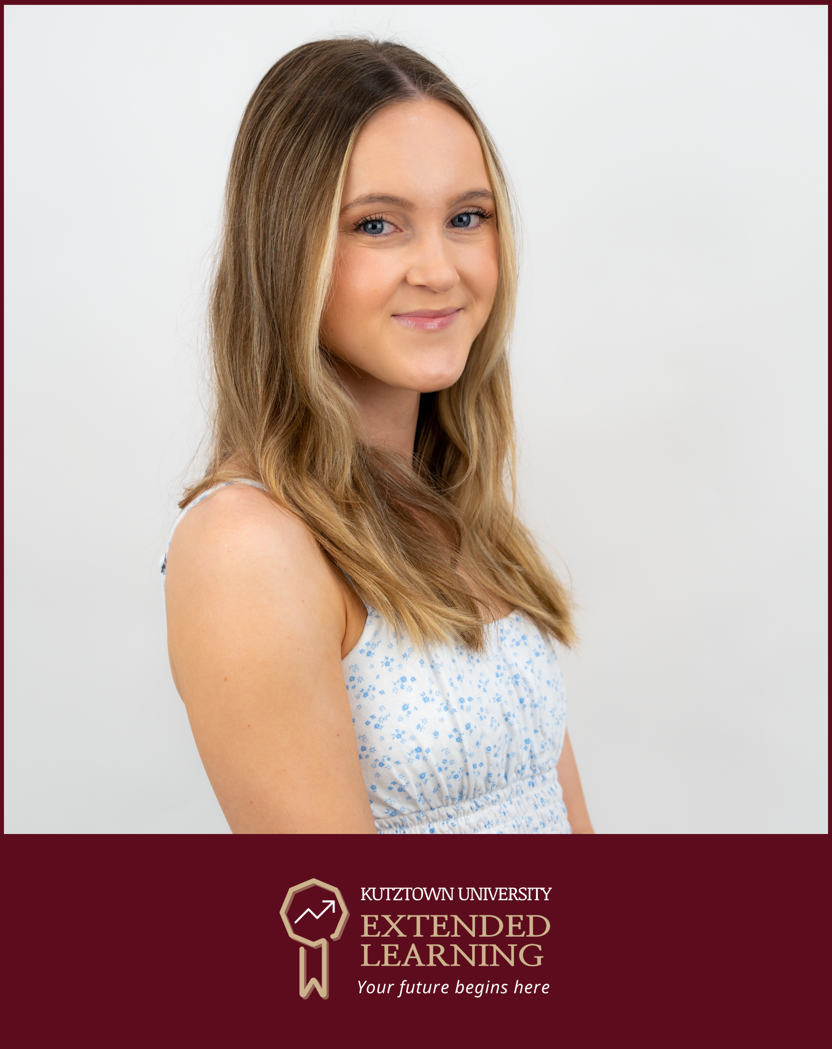 Headshot of woman with Kutztown University Extended Learning logo along the bottom of the image