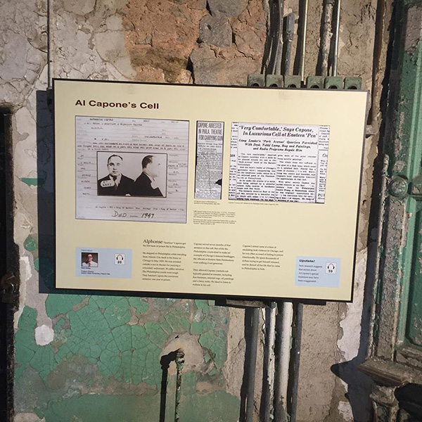 Al Capone's cell sign at Eastern State Penitentiary