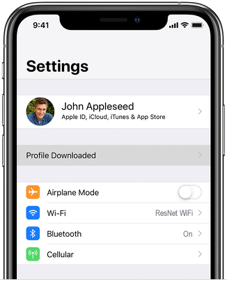 Sample iphone settings screen 