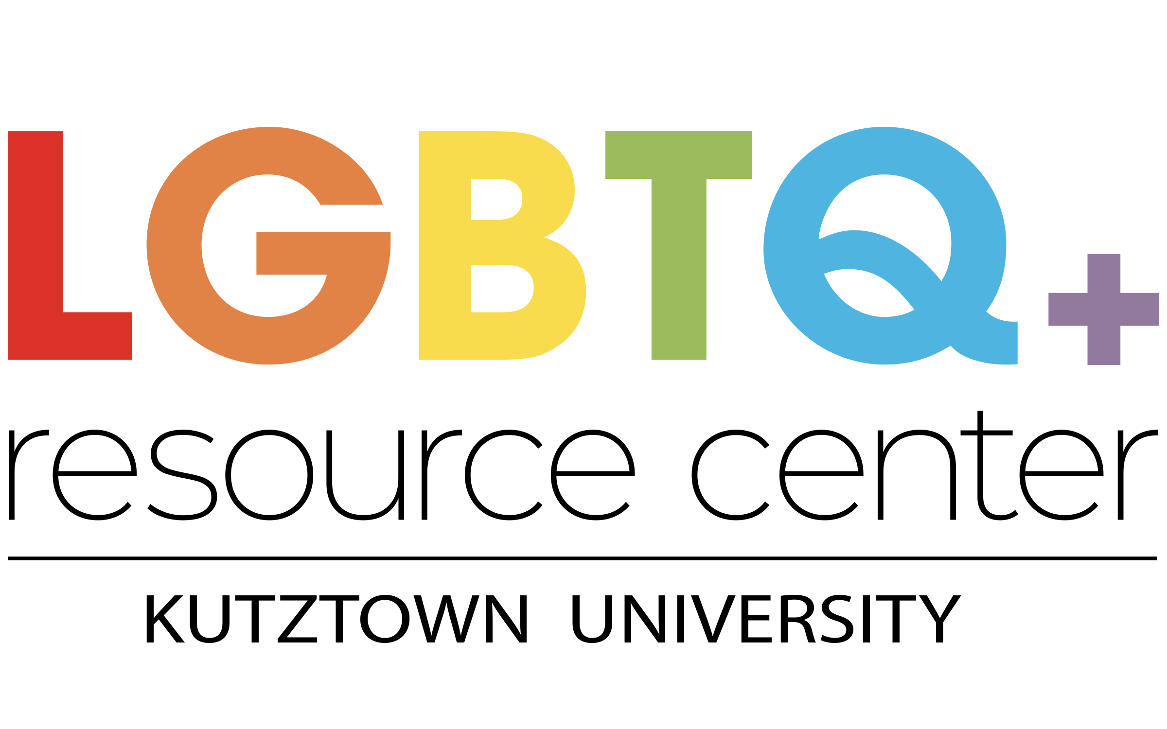 LGBTQ Resource Center logo in rainbow colors
