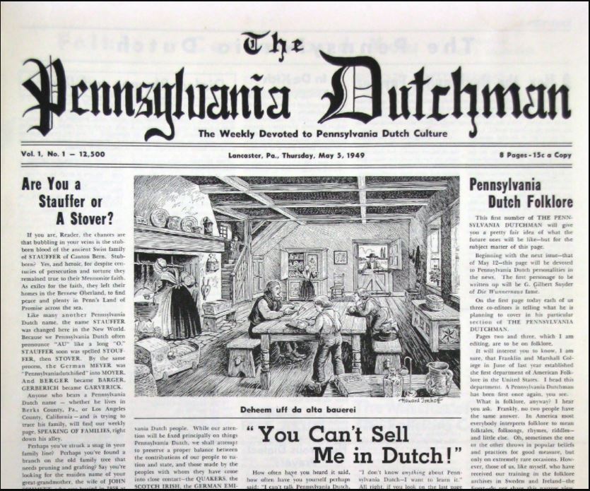 A black and white digital copy of "The Pennsylvania Dutchman" newspaper.