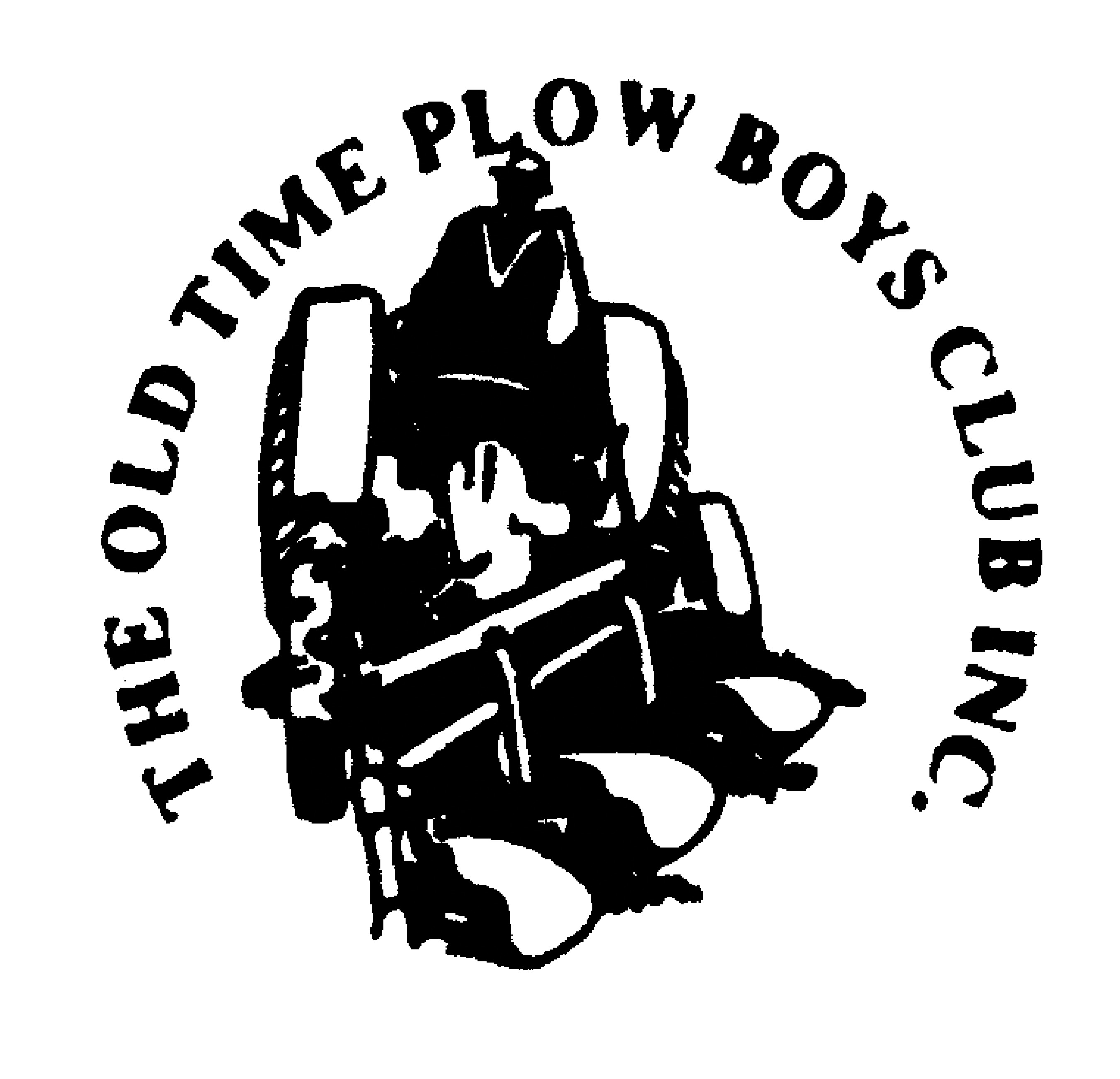 The Old Time Plow Boys logo, featuring a vector of a man on a tractor with a plow