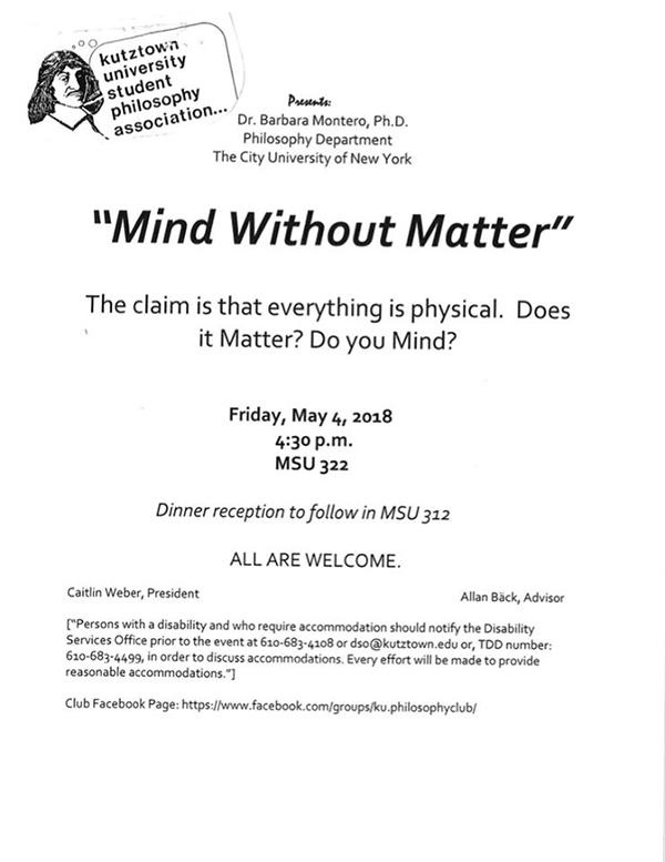 Poster of "Mind Without Matter" Talk