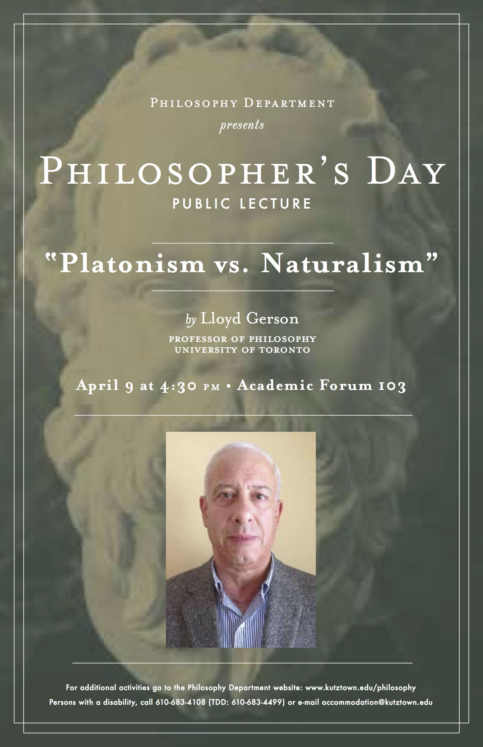 A Poster of Philosopher’s Day 2014. Public lecture: “Platonism vs. Naturalism” by Dr. Lloyd Gerson