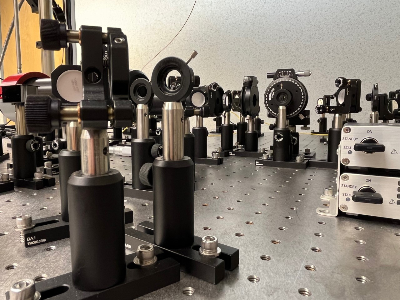 Laser and optical components on an optical table