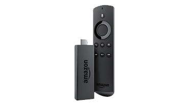 Amazon fire TV remote and adaptor over a white background 