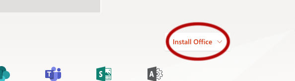 Red circle around install Office button