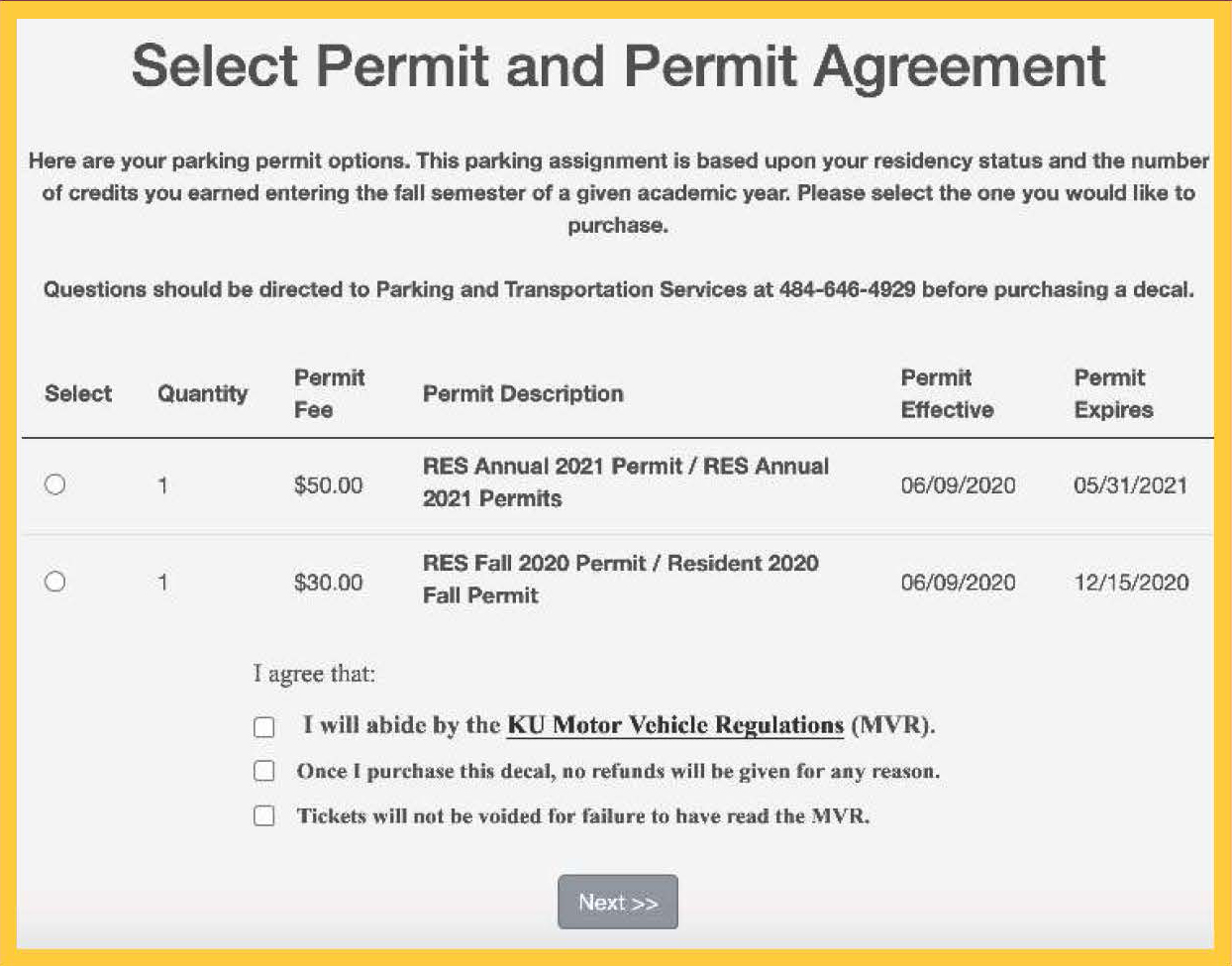 Permit agreement form