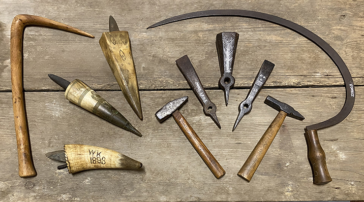 Tools with wood background