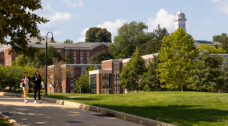 Students walking on campus