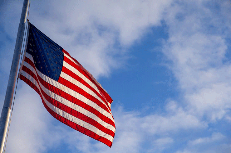 Flag waving in wind.