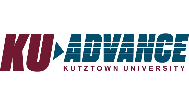 KU in maroon, Advance in blue over the maroon words Kutztown University