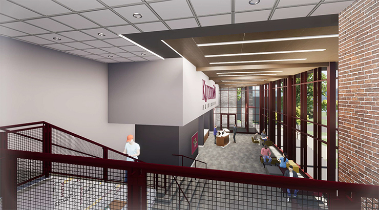 Rendering of interior lobby of Admissions Welcome Center