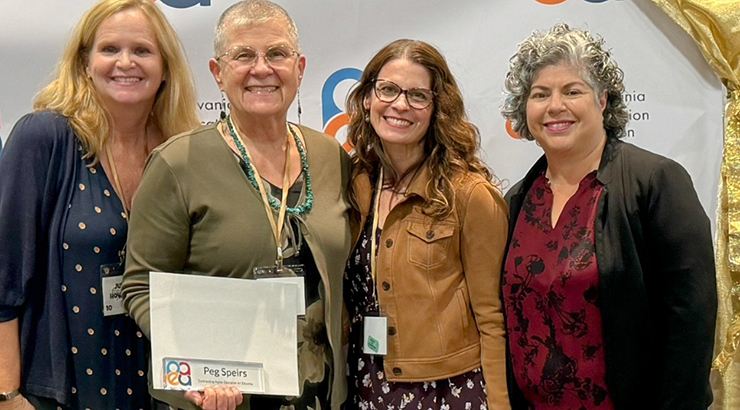 (L to R): Dr. Julia Hovanec, Dr. Peg Speirs, Dr. Nicole Romanski, Dr. Leslie Sotomayor, Art Education.