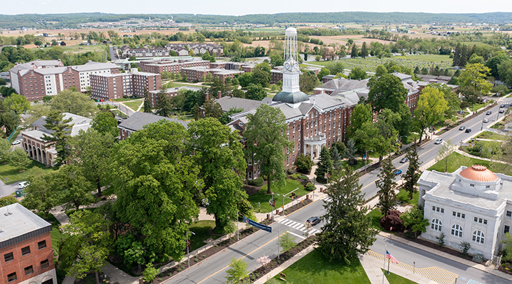 Drone photo of campus.