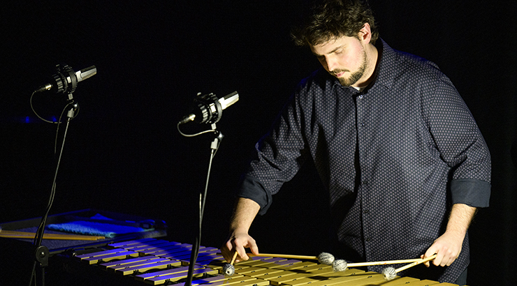 Musician playing instrument