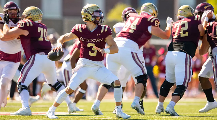 Quarterback throwing football