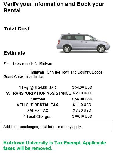 A screenshot from the Enterprise website showing the total price breakdown for the vehicle rental. 