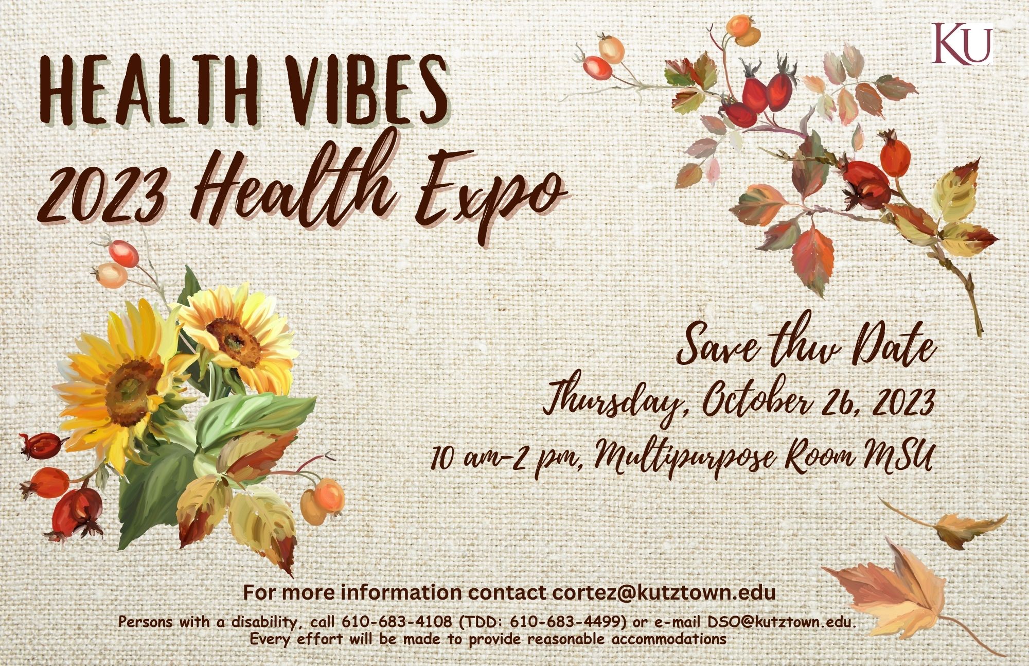 A image with flowers on it and the words advertising a Health Expo