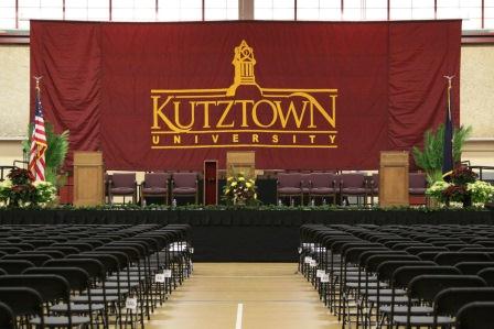 Picture of the stage set up for commencement