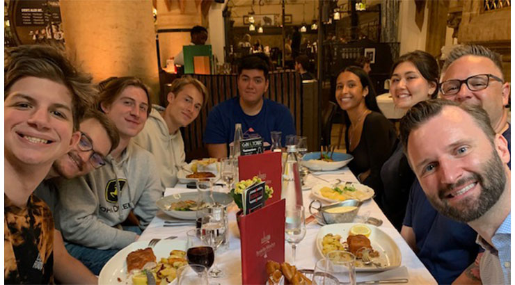 (L to R) Aiden Giammarco, Damion Phillips, John Stanfield, Ethan Moyer, Andres Harper, Narissa Jackson, Joanie O'Connor, Kyle Beers and Dr. Marco Ehrl at the Ratskeller.