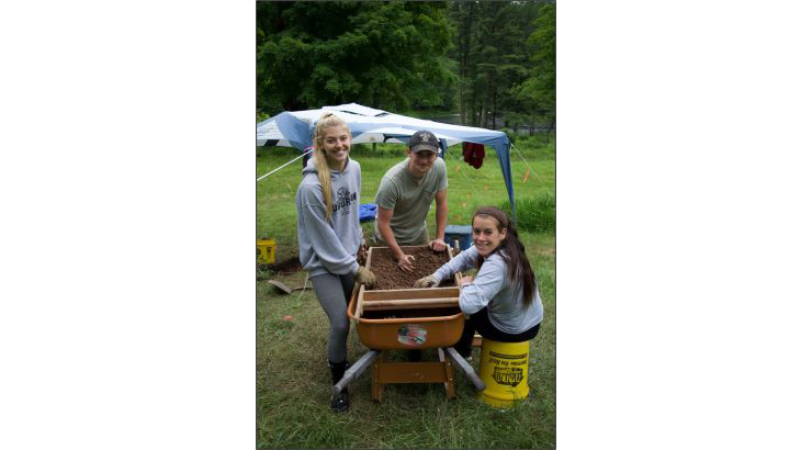 Students working in the field