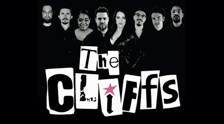 Picture of band with text "The Cliffs"