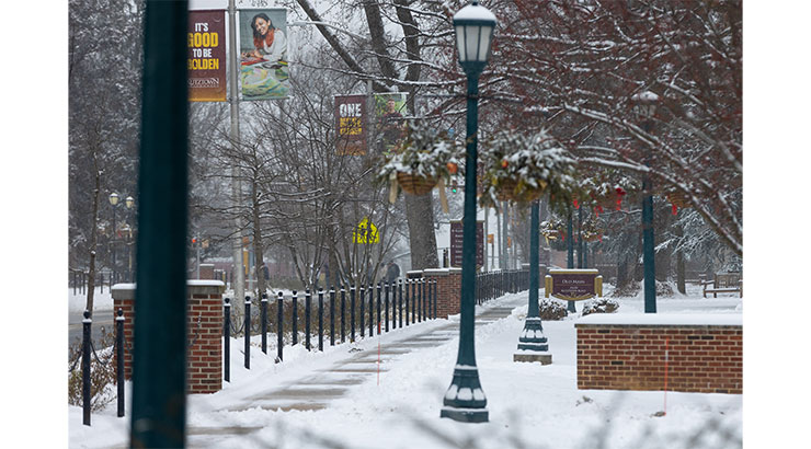 Wintery scene on campus.