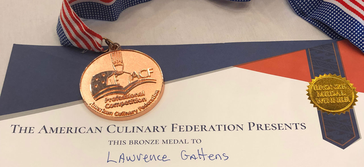 Bronze medal and certificate won by Chef Larry