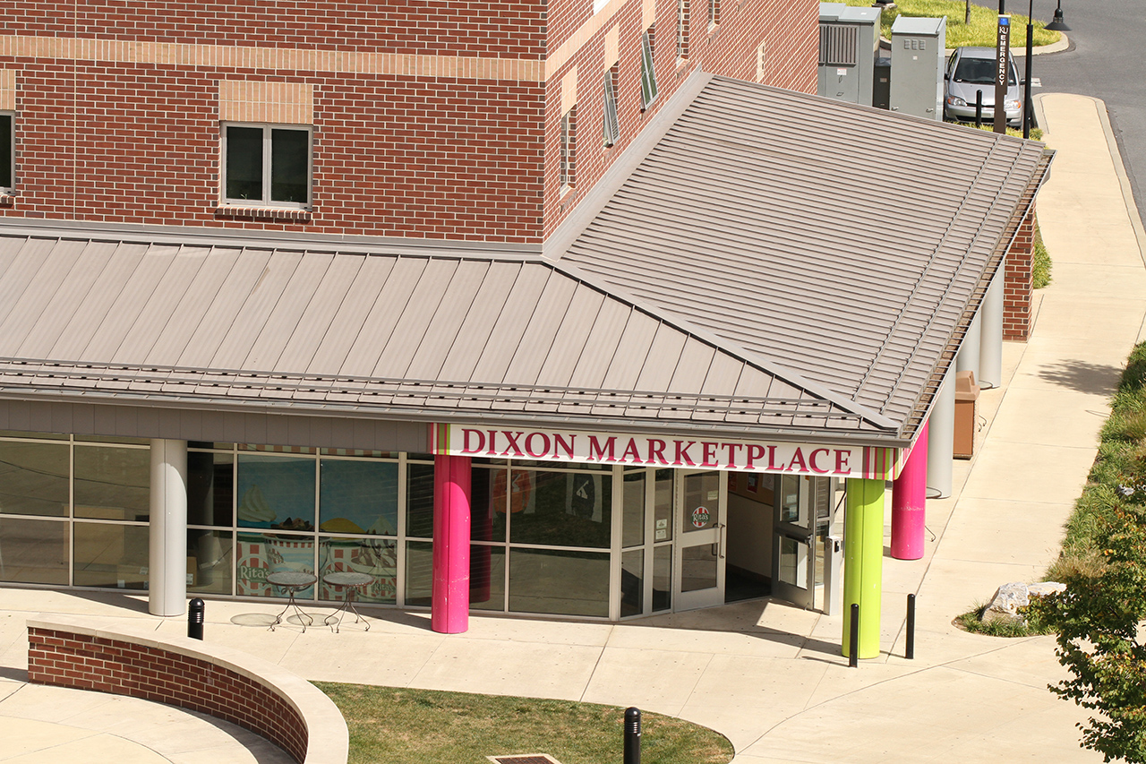 Overhead view of Dixon Marketplace entrance 