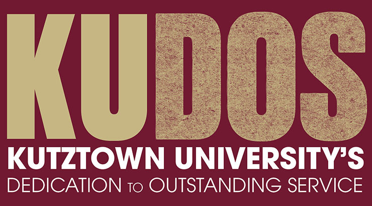 KUDOS logo. Kutztown University's Dedication to Service text